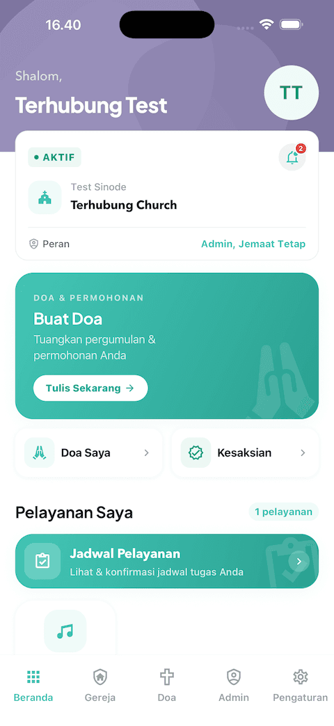 Tampilan aplikasi Terhubung di Android